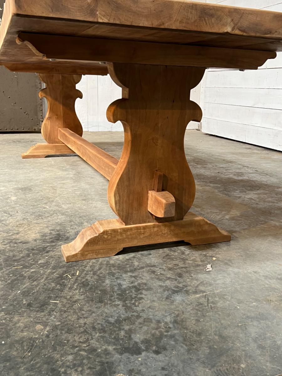 Bleached fruitwood trestle table 