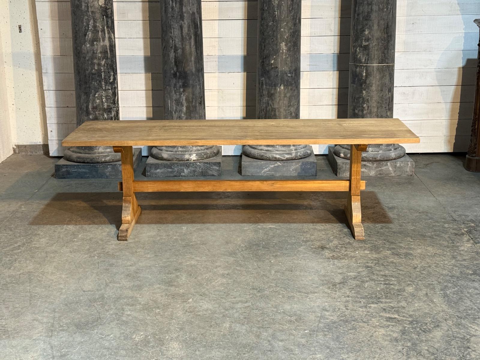 Bleached oak trestle table 