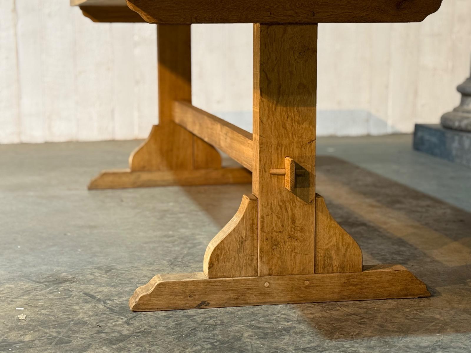 Bleached oak trestle table 