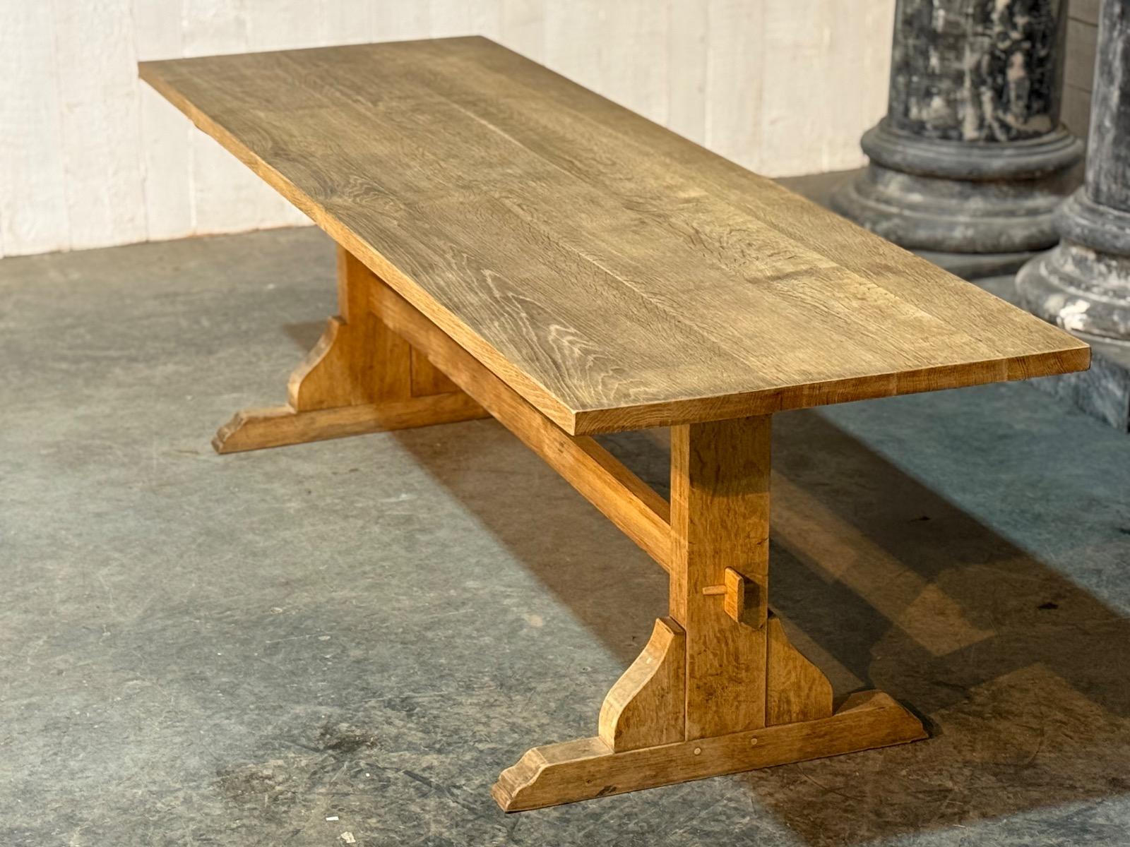 Bleached oak trestle table 
