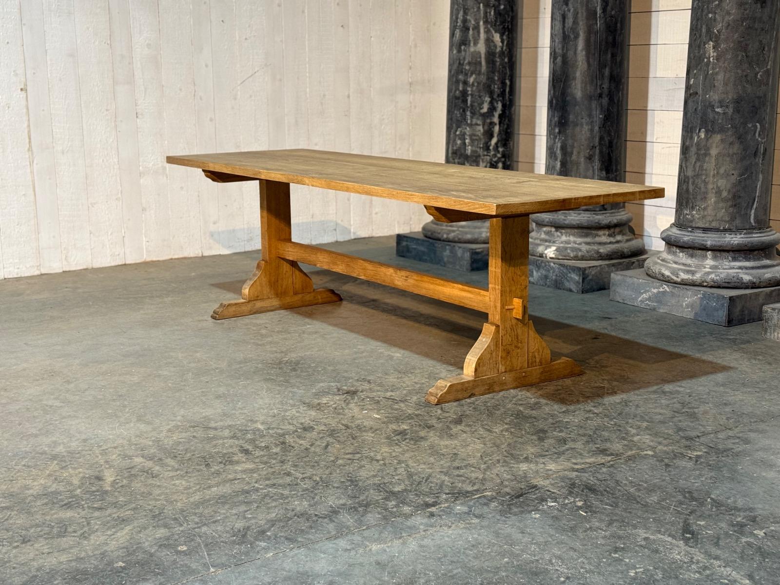 Bleached oak trestle table 