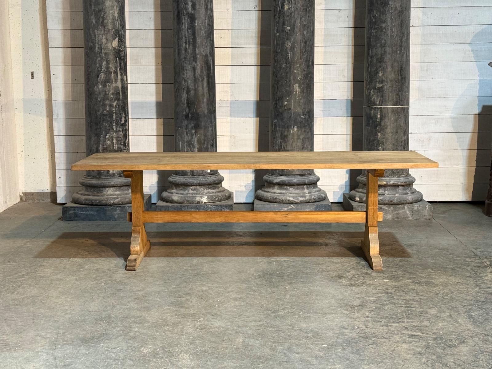 Bleached oak trestle table 