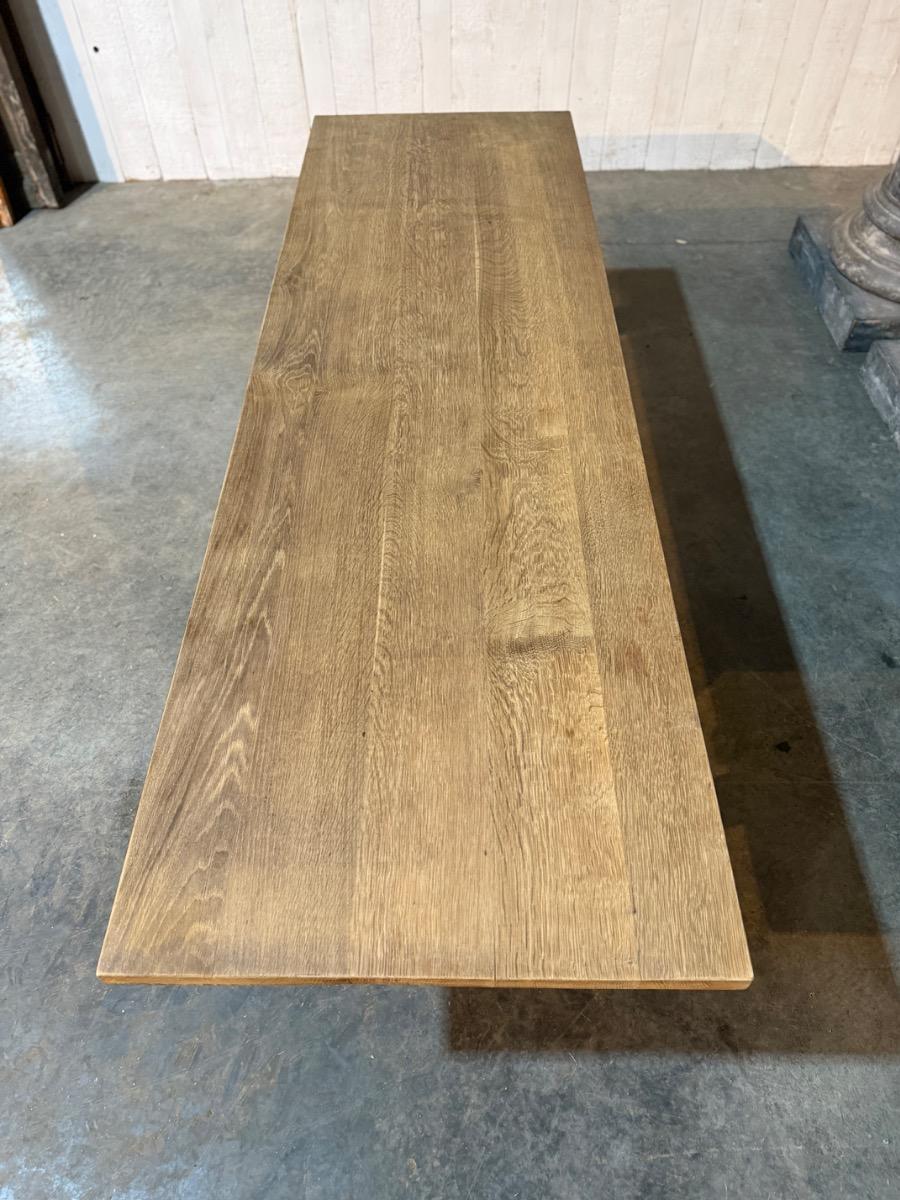 Bleached oak trestle table 