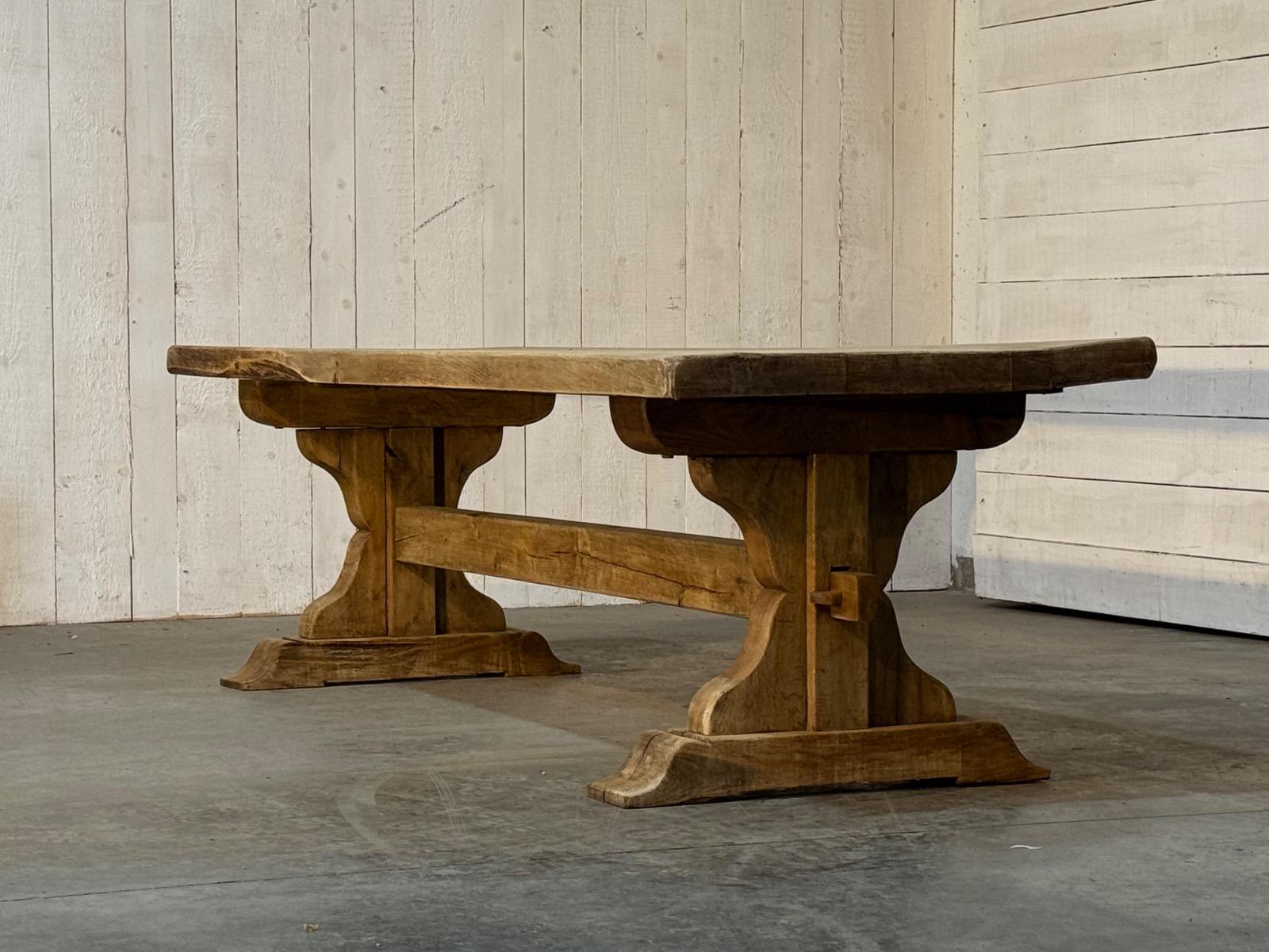Bleached oak trestle table 