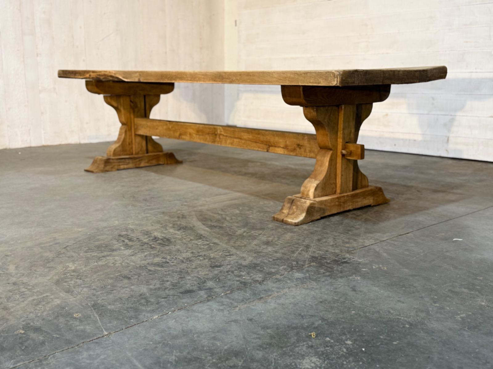 Bleached oak trestle table 