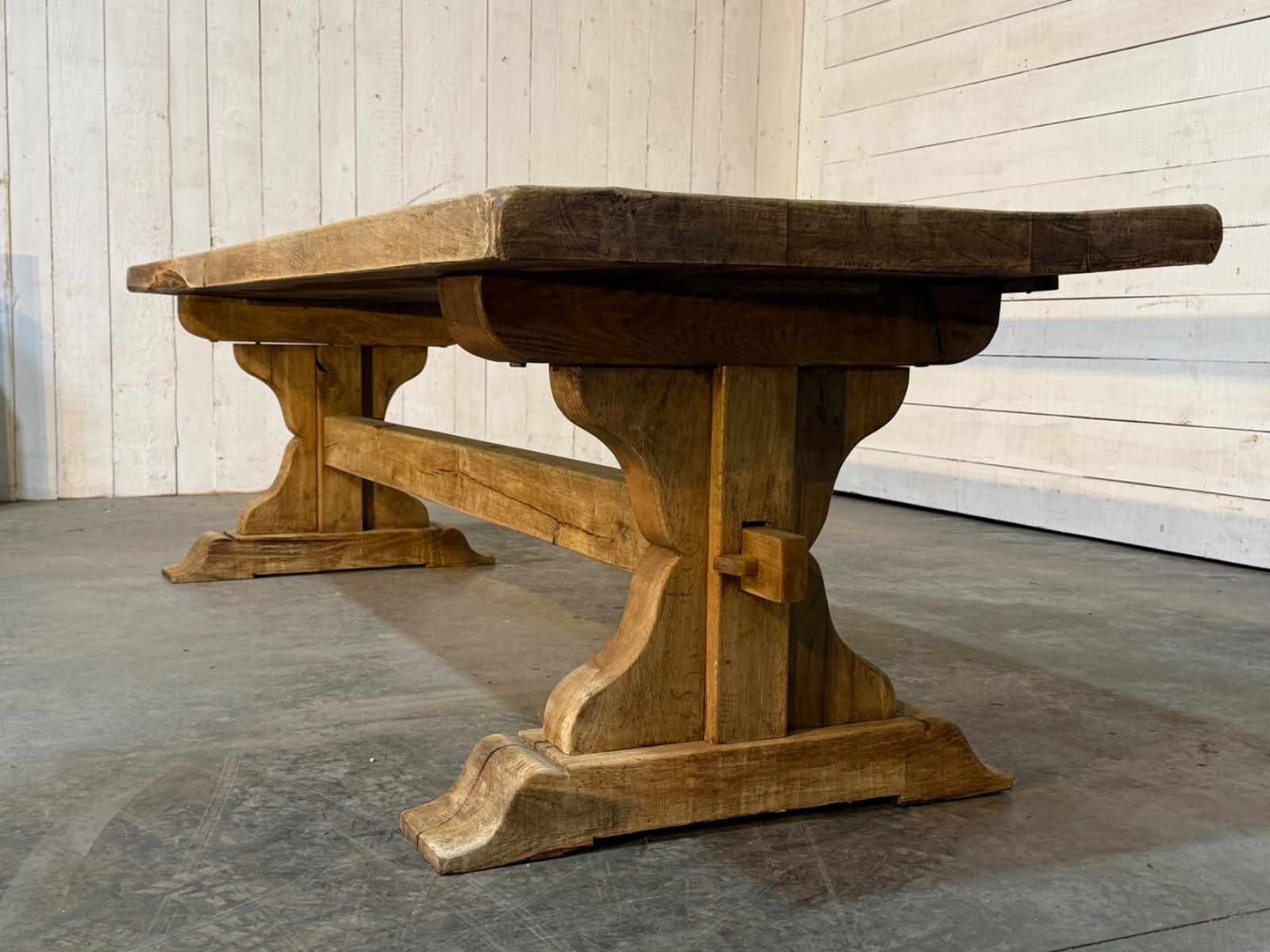 Bleached oak trestle table 