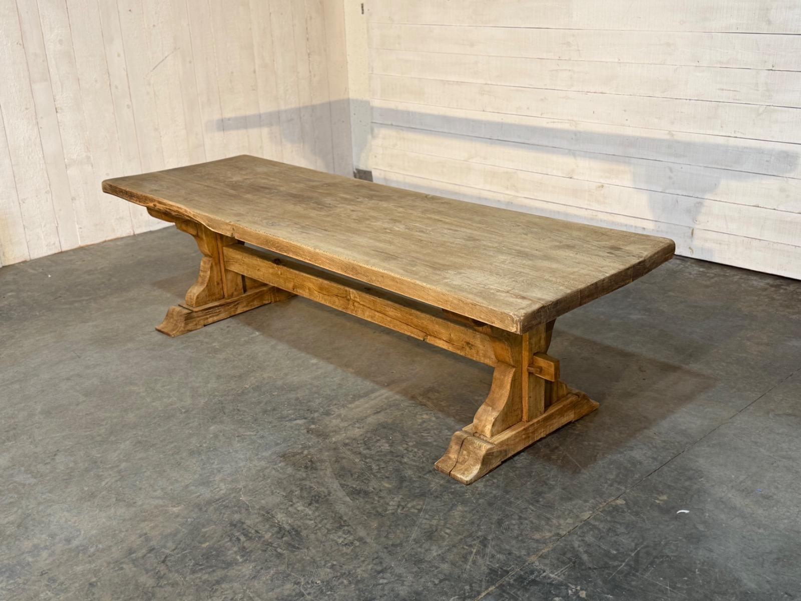 Bleached oak trestle table 