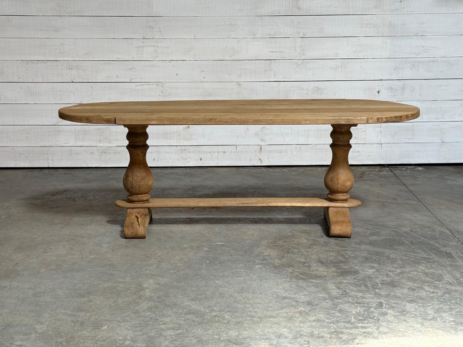 Bleached oak trestle table 