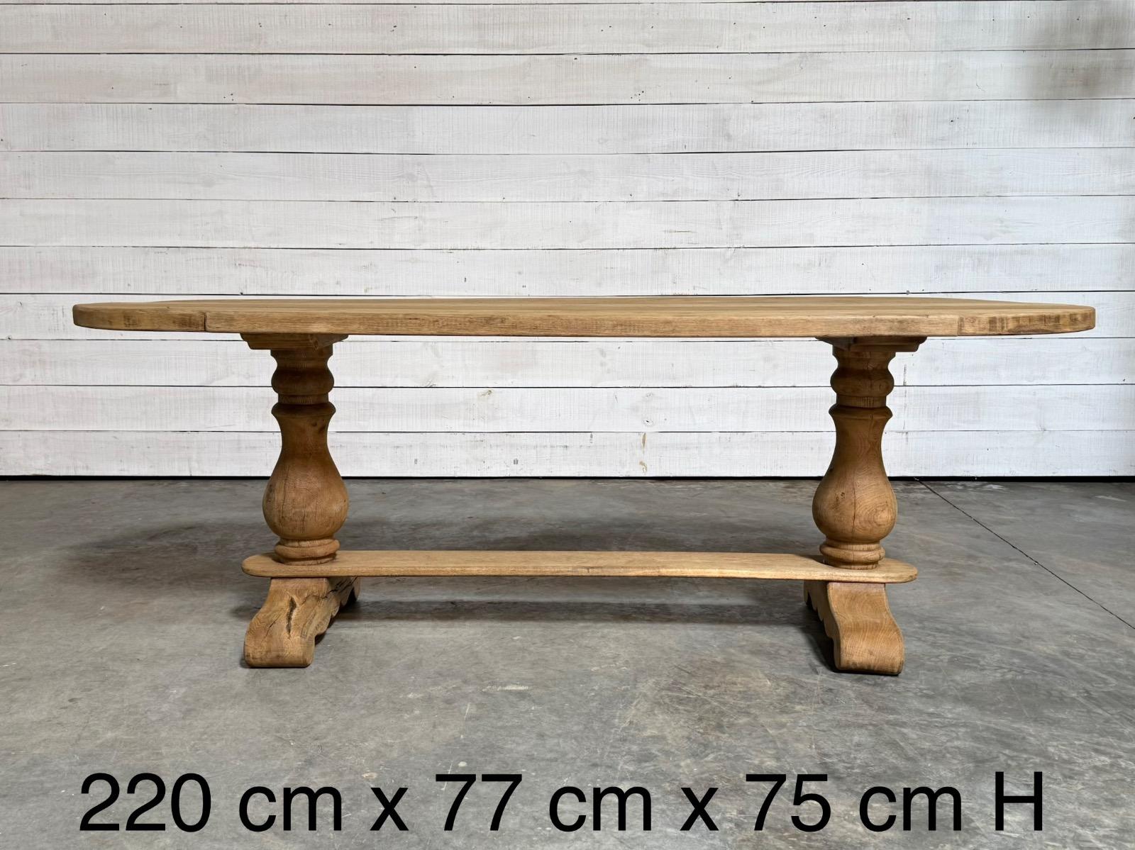 Bleached oak trestle table 