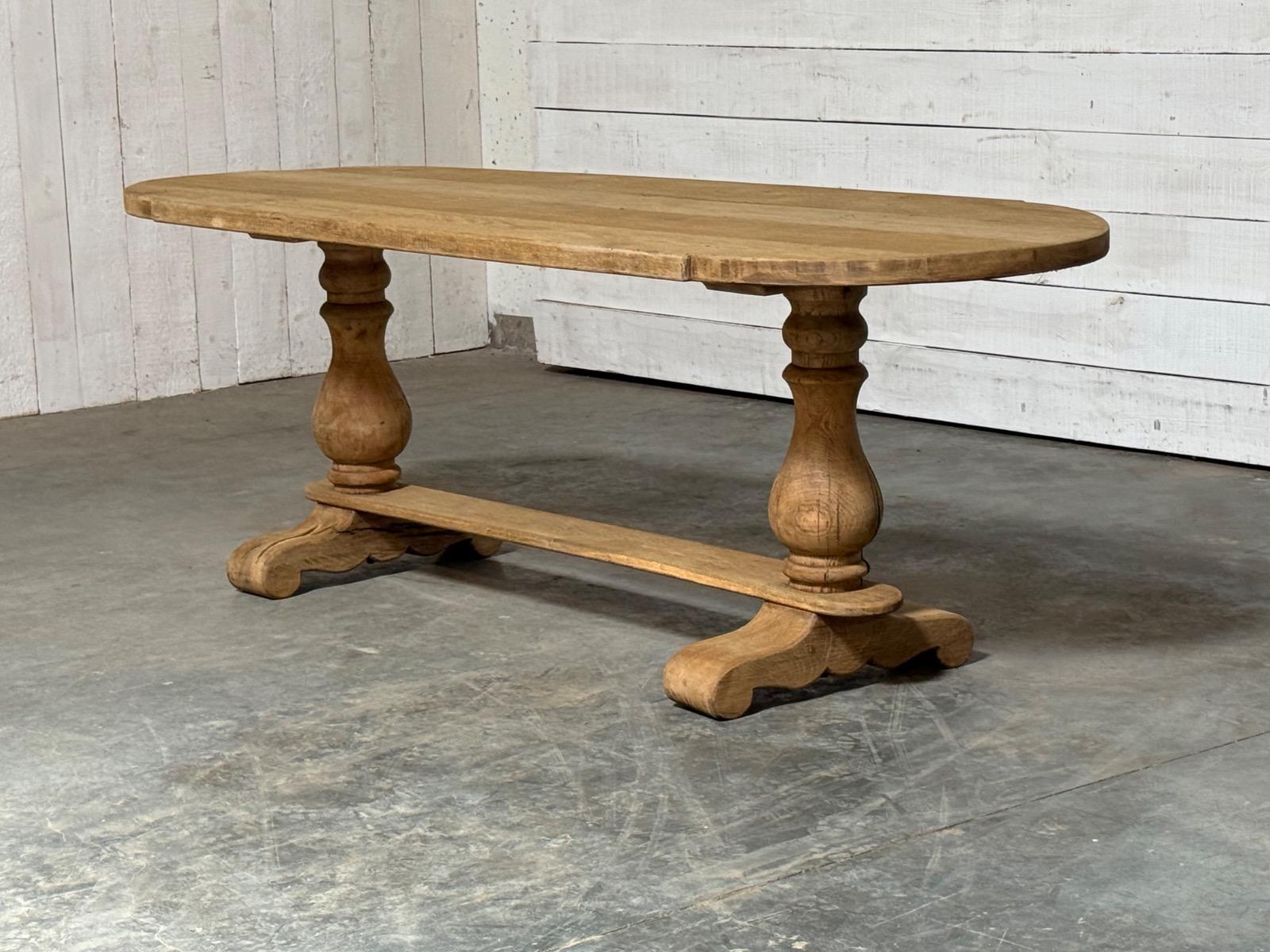 Bleached oak trestle table 