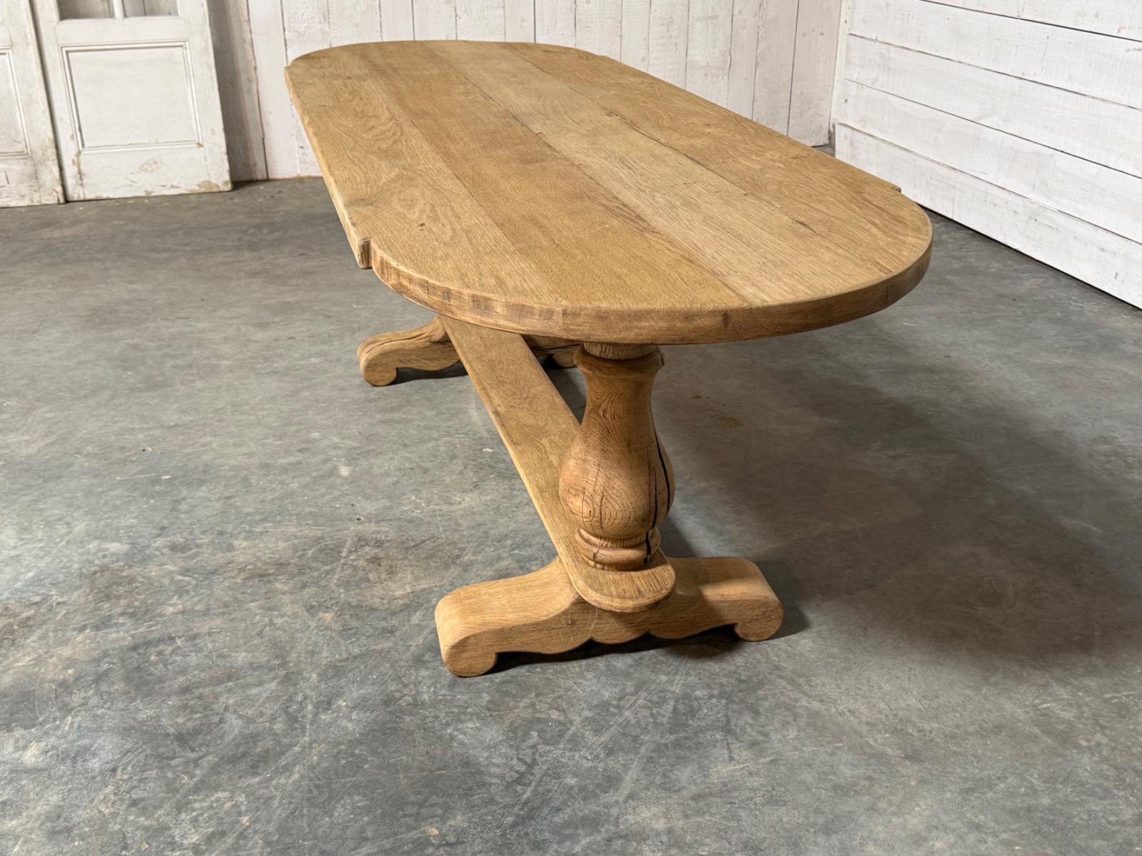 Bleached oak trestle table 