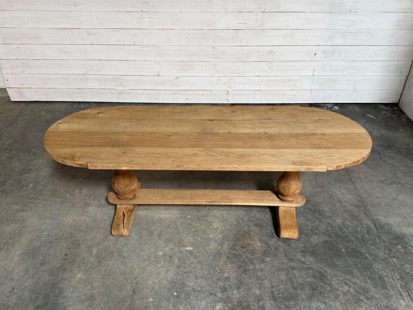 Bleached oak trestle table 