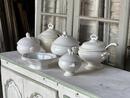 collection white porcelain and white ceramics tureens 