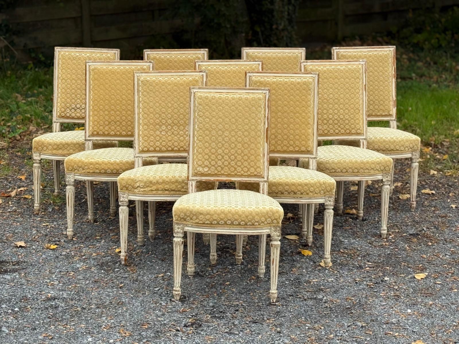 Exceptional set of 10 painted dining chairs 