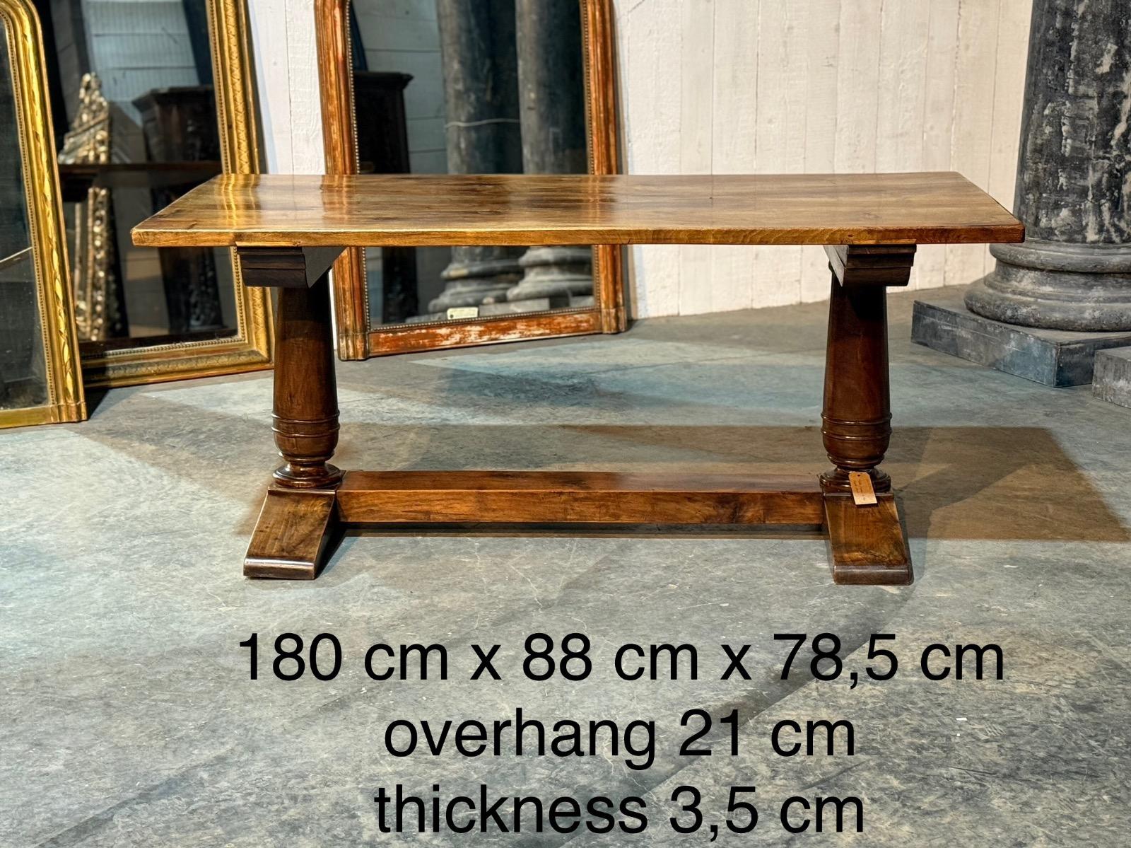 French walnut table desk with leather and leather armchair 