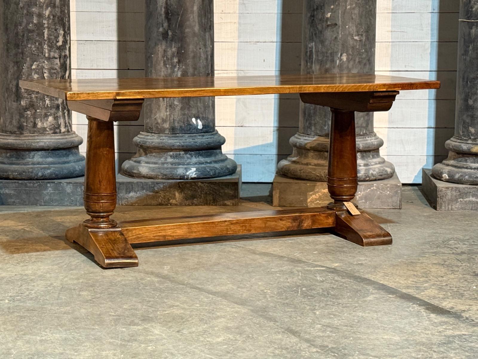 French walnut table desk with leather and leather armchair 