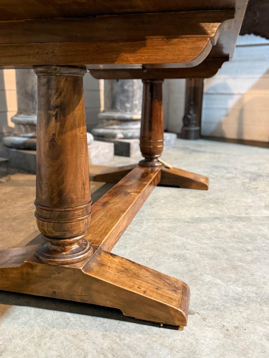 French walnut table desk with leather and leather armchair 