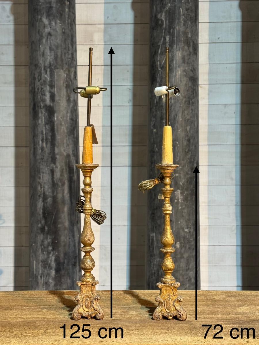 Gilt wood candlesticks 
