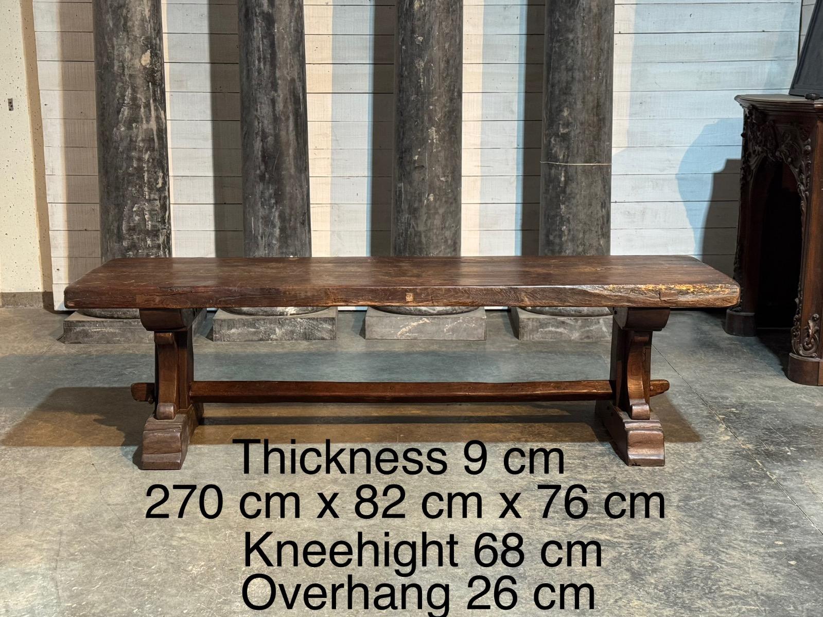 Good 19th century oak trestle table