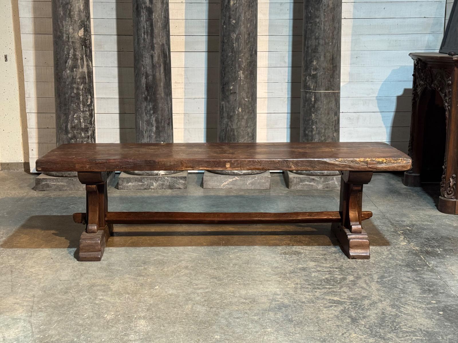 Good 19th century oak trestle table