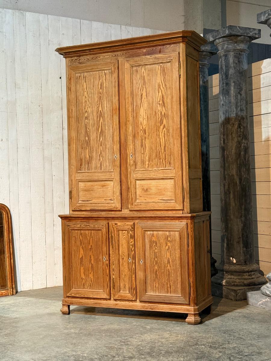 Impressive pitch-pine school cabinet 