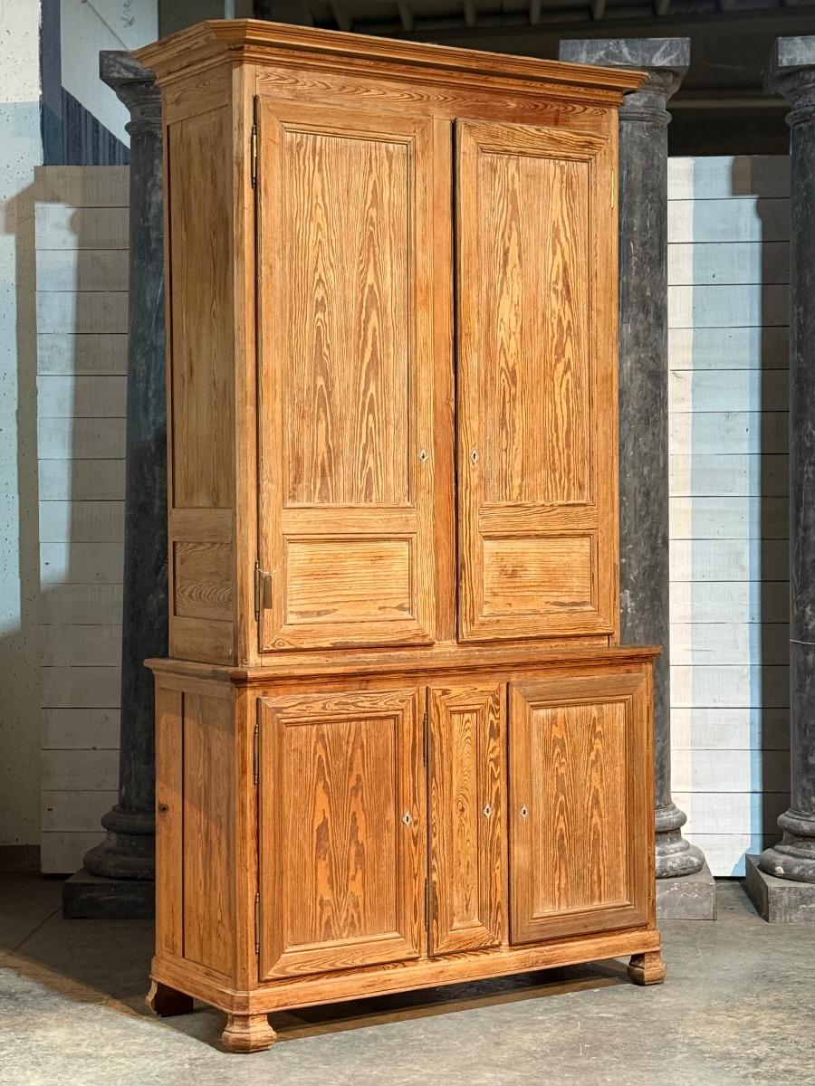Impressive pitch-pine school cabinet 