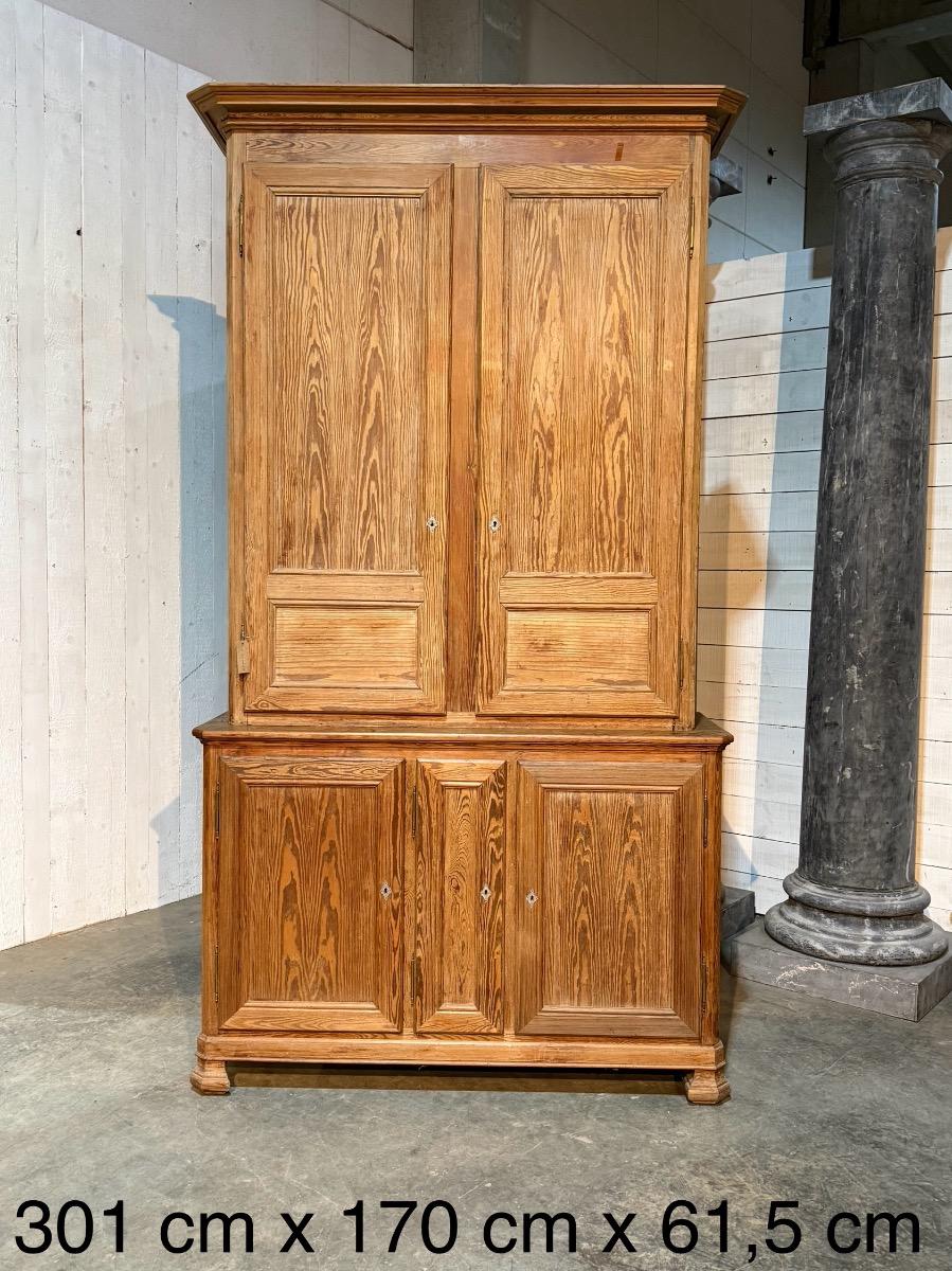 Impressive pitch-pine school cabinet 