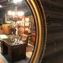 Large miroir oval doré LXVI 19ème siècle