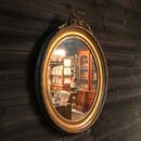 Large miroir oval doré LXVI 19ème siècle