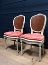 Louis XVI  style Pair painted chairs , France 1900
