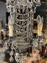 Lustre ancien en Crystal et perles armature nickelée  France Fin 19 ème