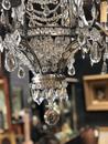 Lustre ancien en Crystal et perles armature nickelée  France Fin 19 ème