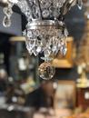Lustre ancien en Crystal et perles armature nickelée  France Fin 19 ème