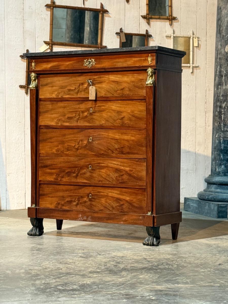 Mahogany empire chest of drawers 