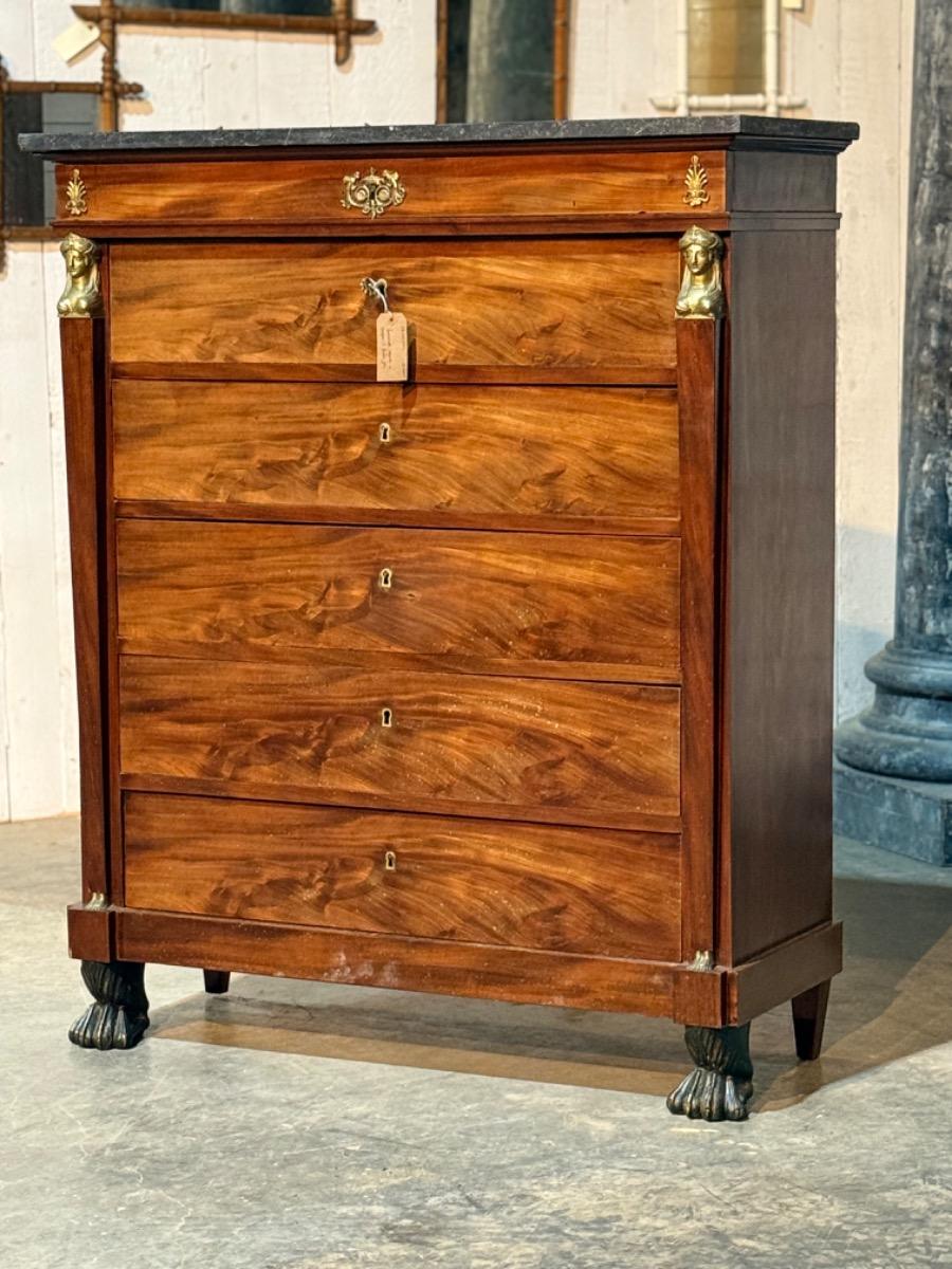 Mahogany empire chest of drawers 