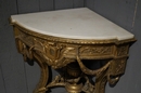 style Napoléon III gilt consol in Louis XVI style with marble top, France