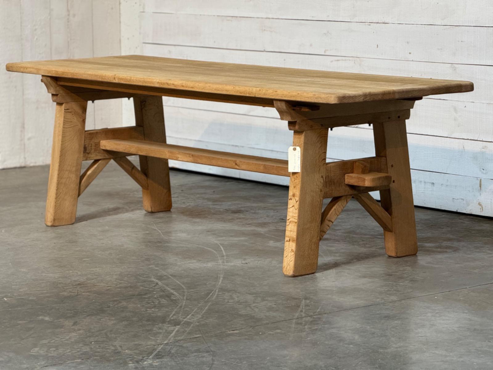 Oak brutalist dining table 
