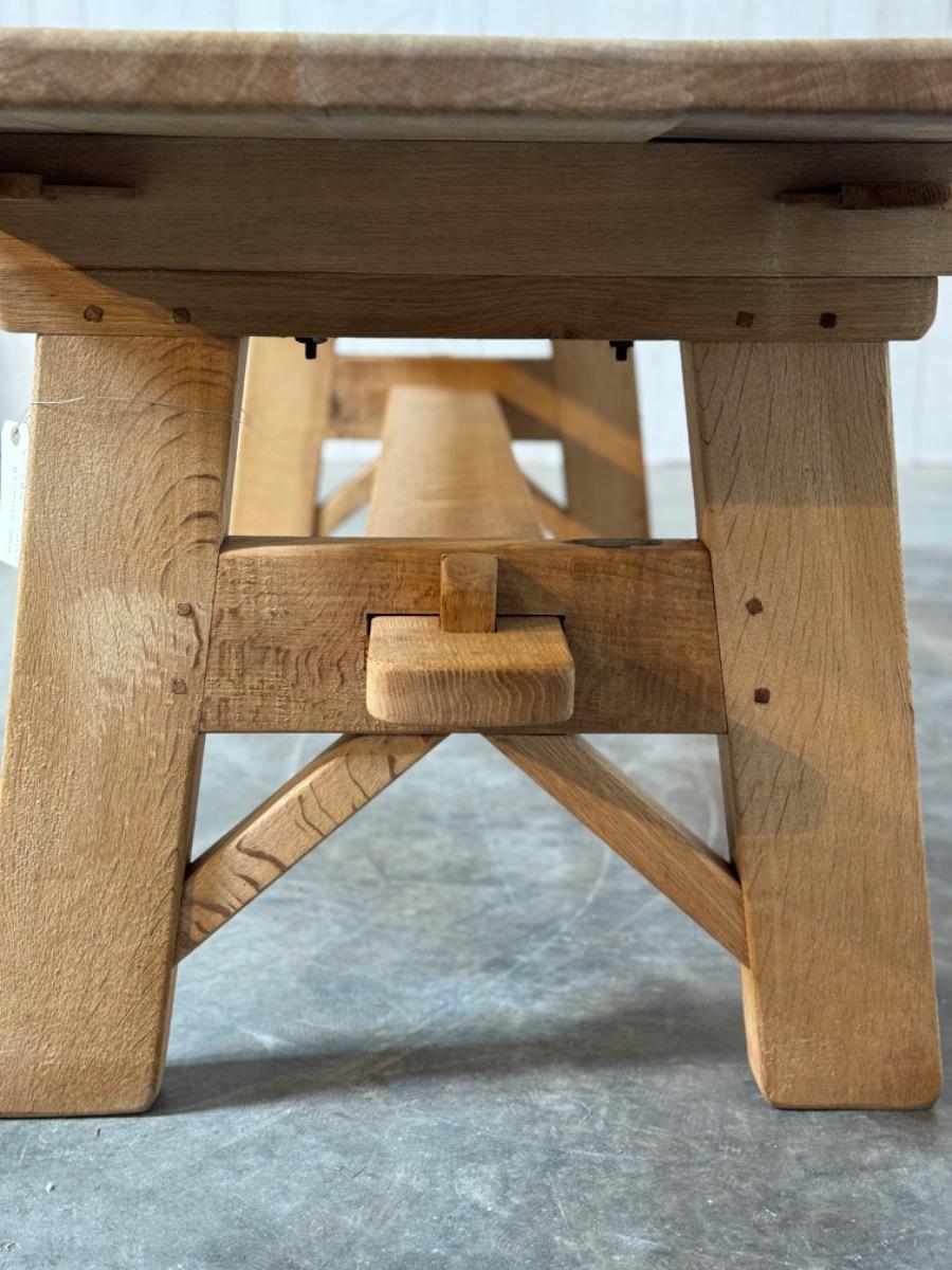 Oak brutalist dining table 