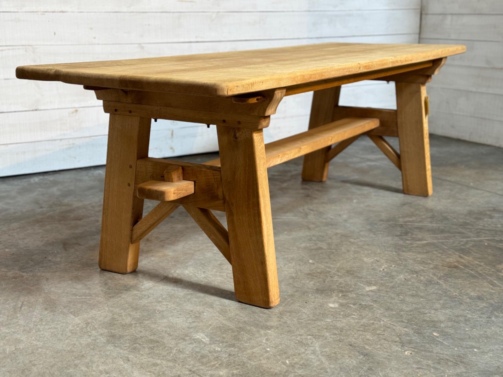Oak brutalist dining table 