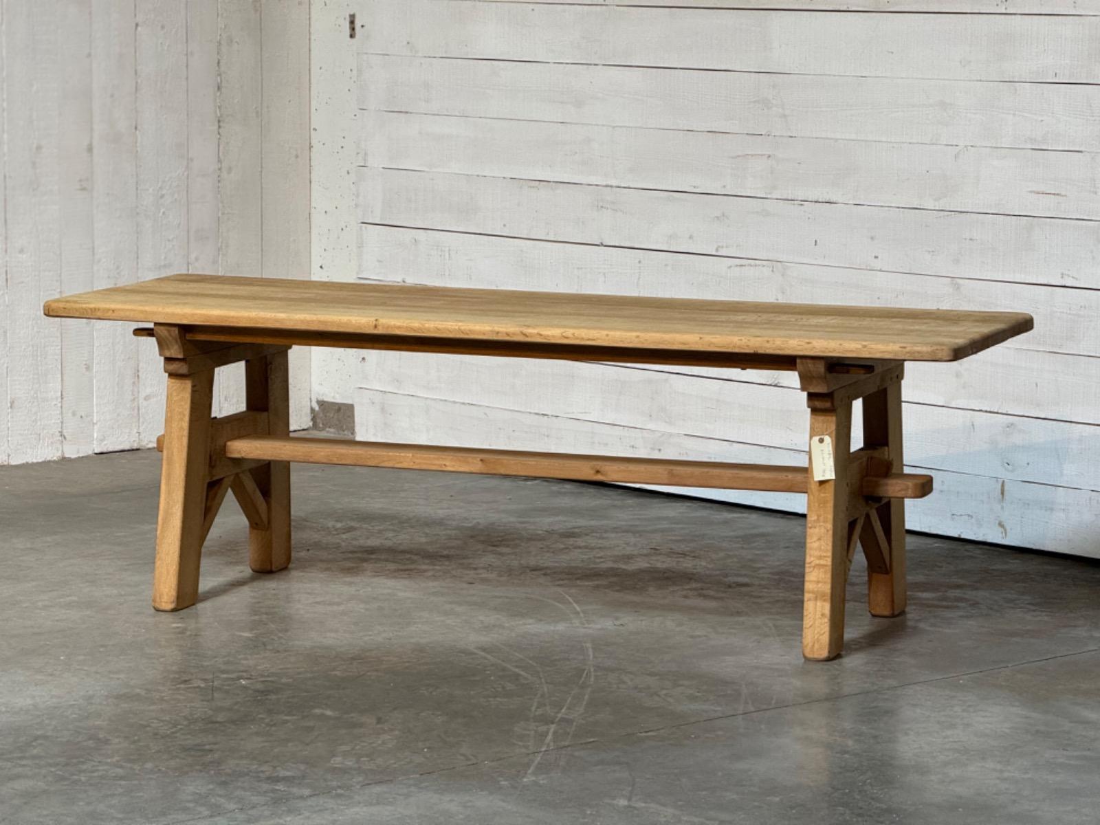 Oak brutalist dining table 