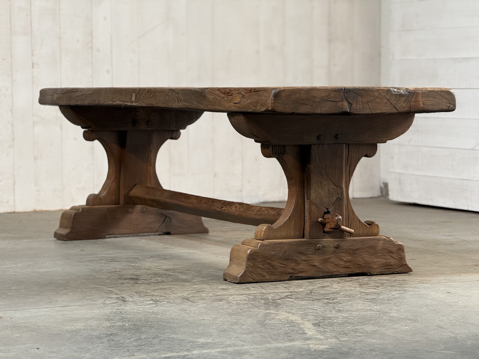 Oak rustic trestle table 