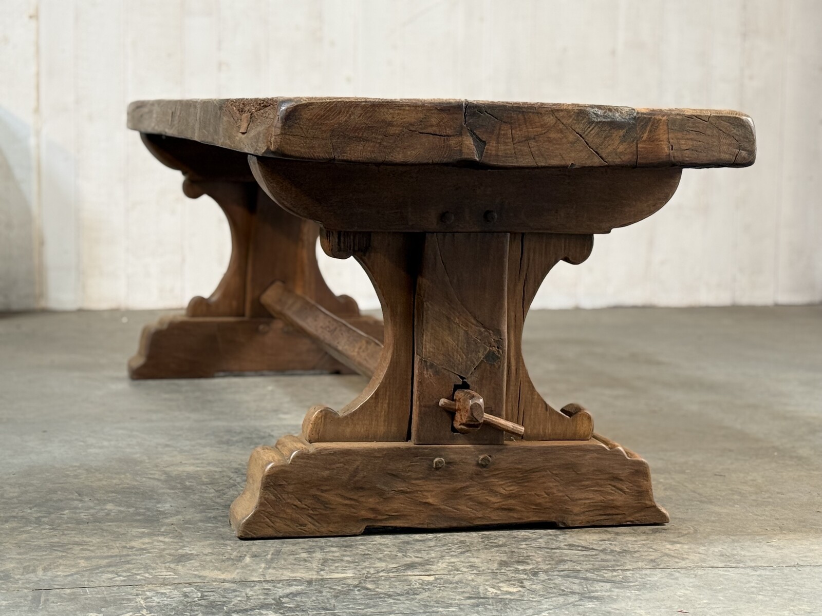 Oak rustic trestle table 