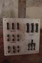 style Old electric board on white marble