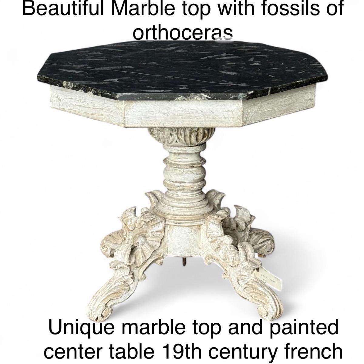 Painted marble top center table 
