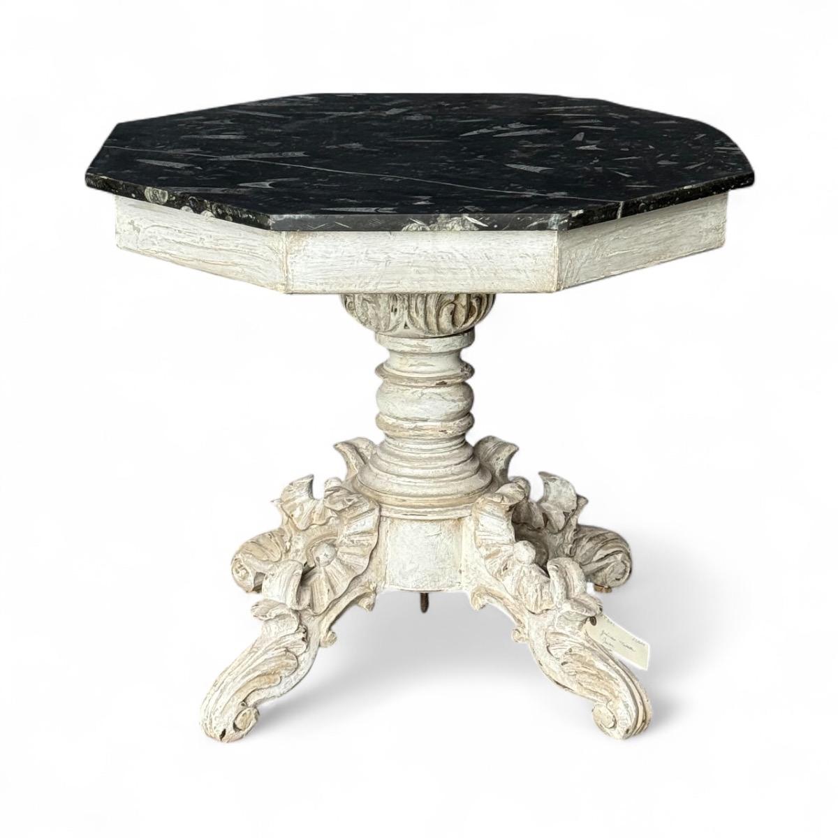 Painted marble top center table 
