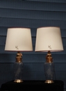 style Pair gilded cristal table lamps 1970