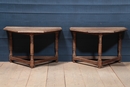 Pair oak primitive country consols