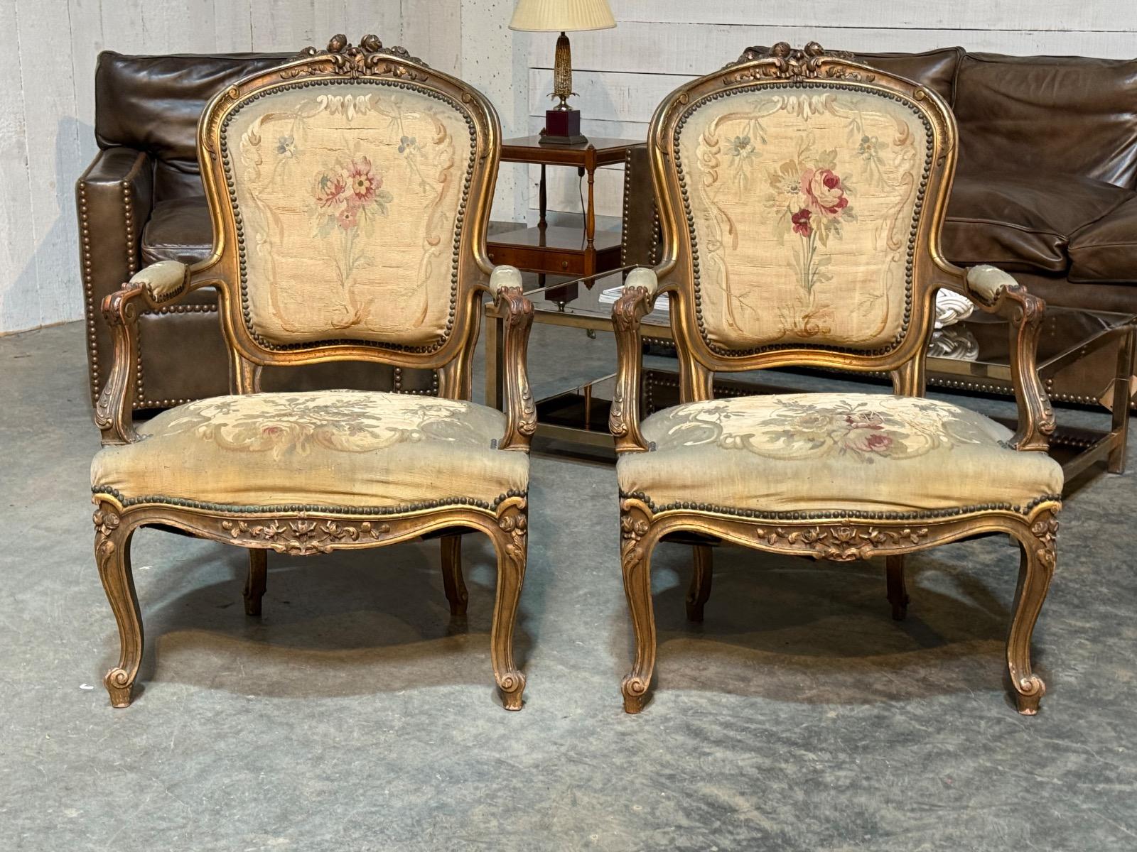 Pair of aubusson armchairs 
