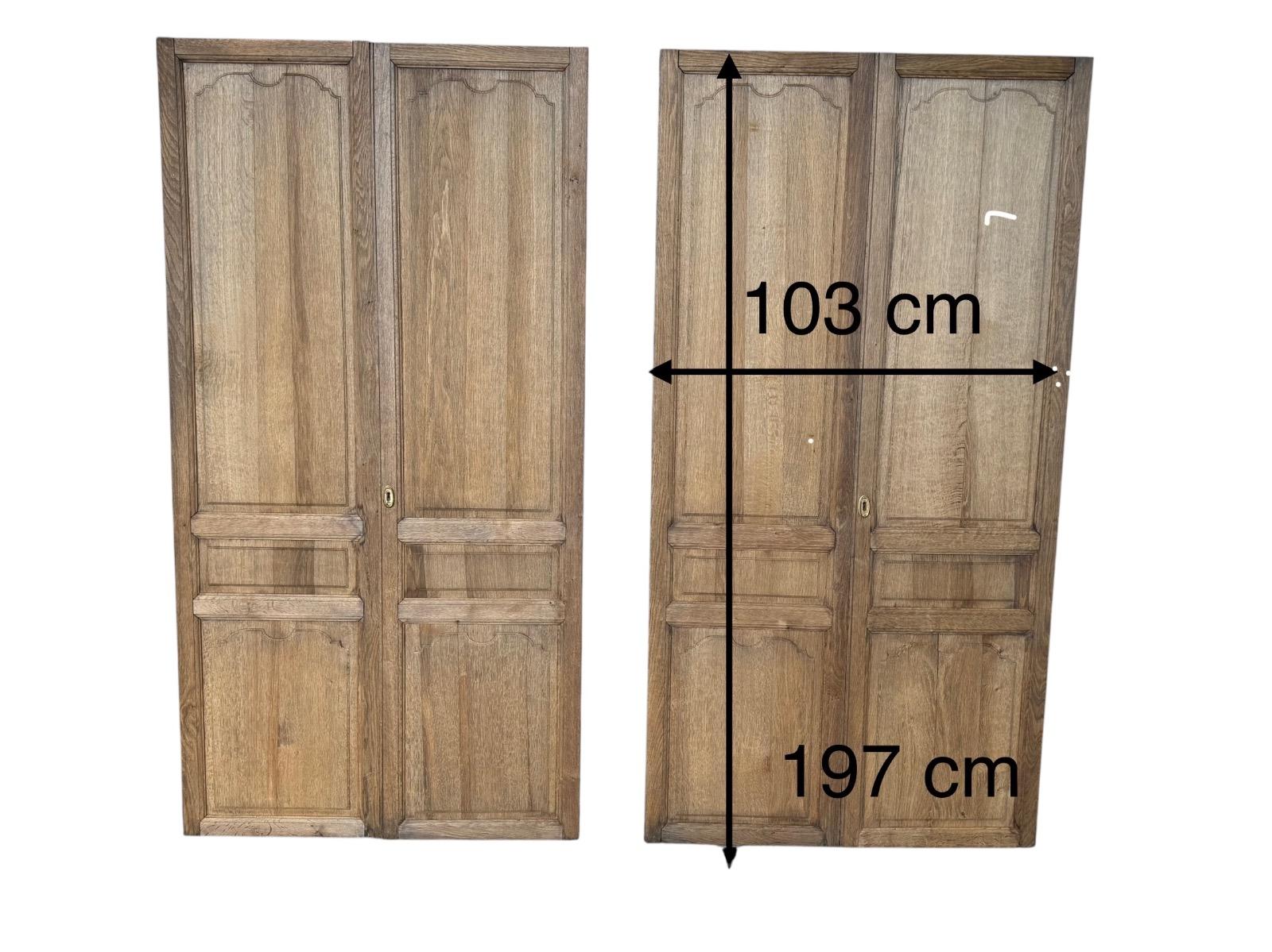 Pair of bleached oak dubble doors