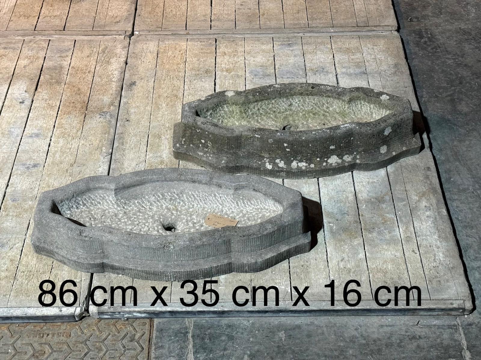 Pair of blue stone garden planter 